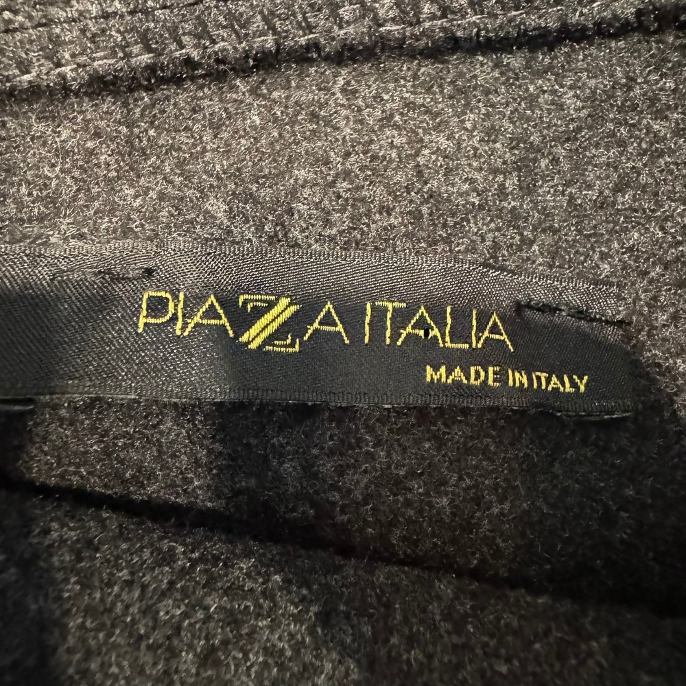 Piazza Italia Anthracite Gray Button Cowl Neck Poncho Wrap Made in Italy L XL - Picture 3 of 6